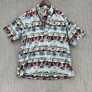 Vintage Avi Kahala Shirt Mens Size XL Multi Pullover Short Sleeve Fish Surfer